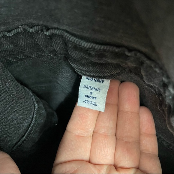Old Navy washed Black Denim Maternity Jean Overalls 0 short stretch side panel - Picture 2 of 7